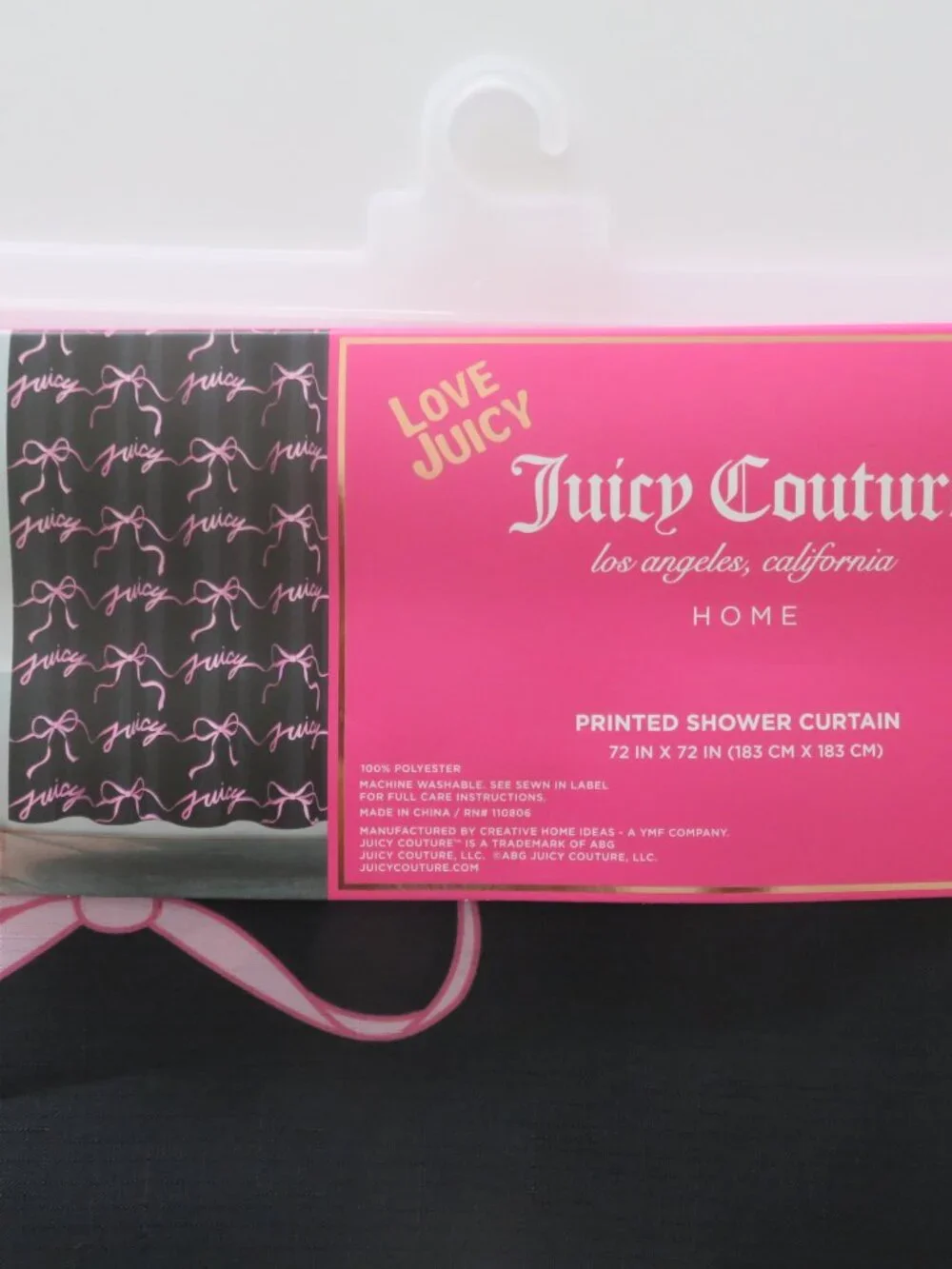 (#137) Love Juicy JUICY COUTURE Shower CURTAIN 72 X 72 inches